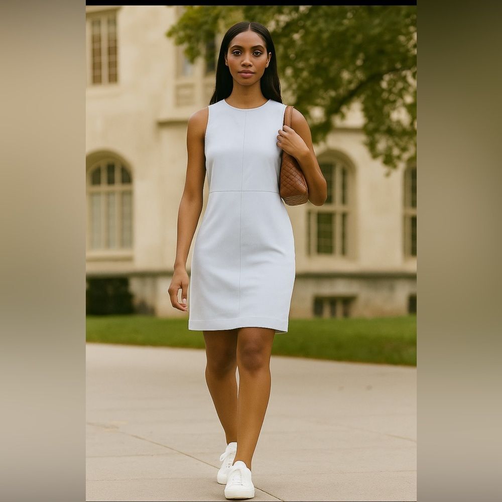 Everlane The Dream 90s Shift Dress Mini Short Sleeveless Neutral Gray Size L